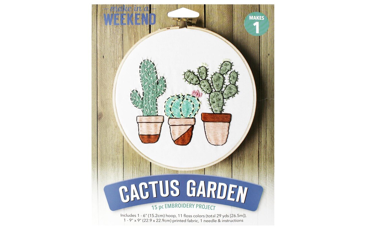 Leisure Arts Embroidery Kit 6 Cactus Garden- embroidery kit for beginners  - embroidery kit for adults - cross stitch kits - cross stitch kits for  beginners - embroidery patterns